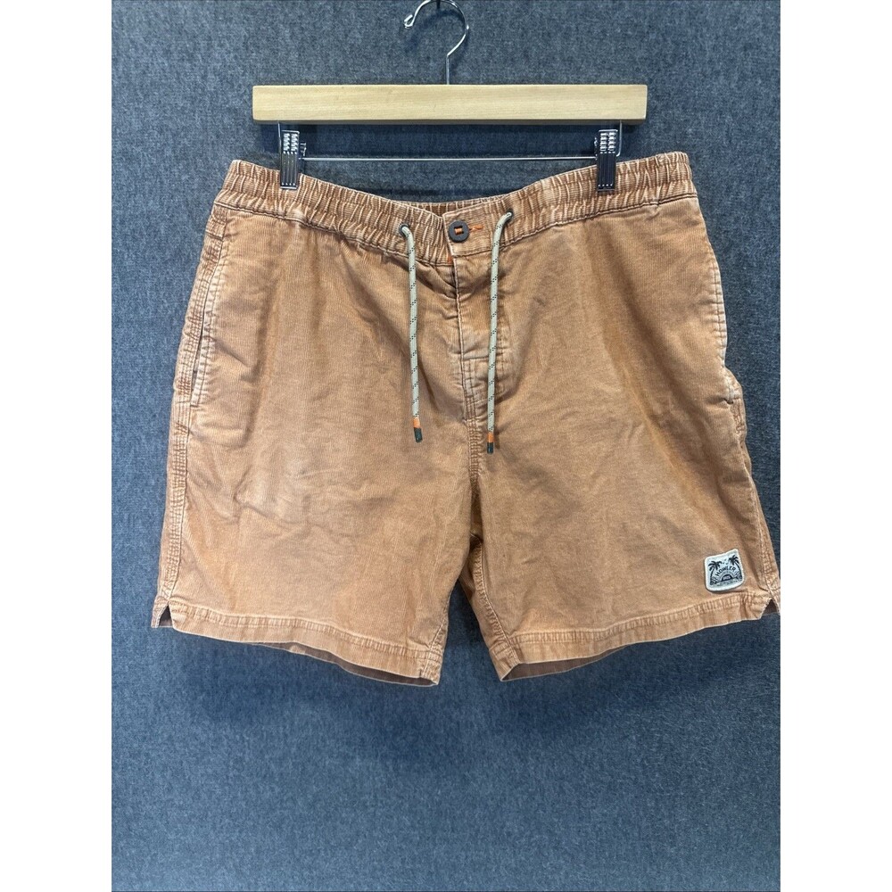 Howler Bros Shorts Mens 36 Orange Corduroy Chino 7 Inseam Elastic Waist Casual